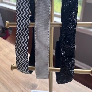 Lot of 3 Mavibandz fitness headbands, black glitter, black & white geo, gray EUC